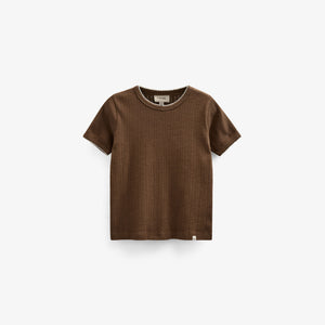 Pointelle t-shirt with contrast picot - Tween - Dark Brown | 101346 Drew