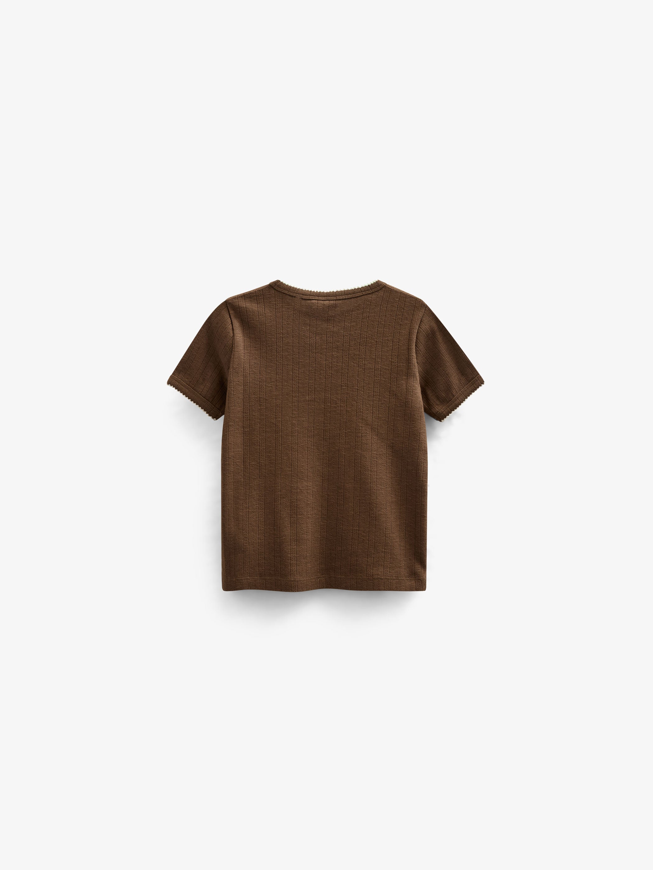 Pointelle t-shirt with contrast picot - Tween - Dark Brown | 101346 Drew