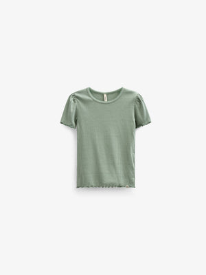 Modal Rib T-shirt - Kids - Dusty Green | 101302 Lottie