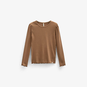 Modal Rib Long Sleeved T-shirt - Kids - Coconut | 101308 Lottie