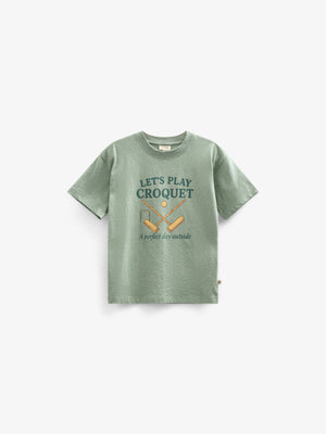 Croquet T-shirt - Tween - Light Green Melange | 101339 Vincent