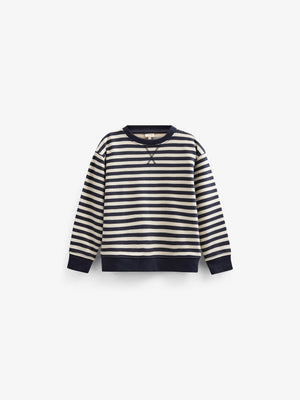 Striped Crewneck Sweatshirt - Tween - Navy Stripe | 101345 Cole