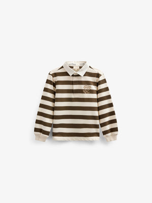 Striped Polo Sweatshirt - Kids - Dark Brown/Offwhite | 101397 Marco