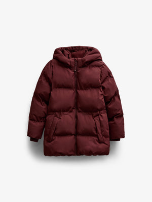 Winter Puffer Jacket with Drawstring - Kids - Bordeaux | 101415 Elenor