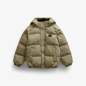 Checked Puffer Jacket - Tween - Brown | 101423 Riley