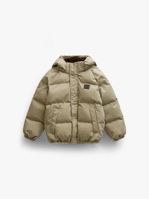 Checked Puffer Jacket - Tween - Brown | 101423 Riley