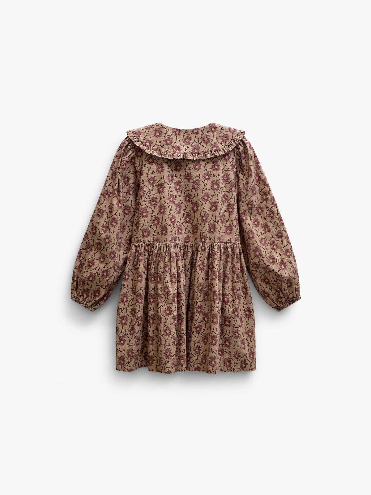 Floral Cotton Dress with Collar - Kids - Rose/Bordeaux | 101425 Nova