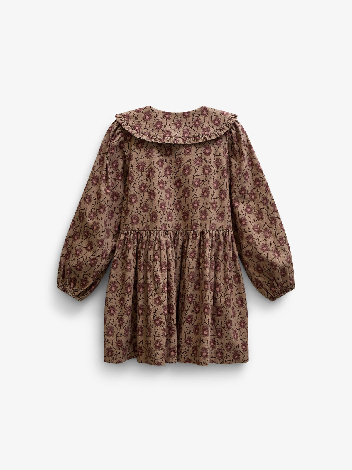 Floral Cotton Dress with Collar - Kids - Rose/Bordeaux | 101425 Nova