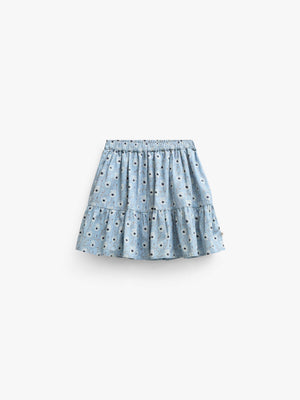 Floral Cotton Skirt - Tween - Blue/Brown | 101432 Nova