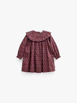 Ruffle Yoke Poplin Dress - Kids - Bordeaux Flowerprint | 101442 Julia