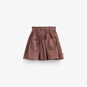 Frill Pocket Poplin Skirt - Tween - Bordeaux Check | 101444 Julia