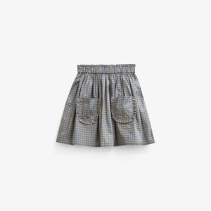 Frill Pocket Poplin Skirt - Tween - Blue Check | 101446 Julia