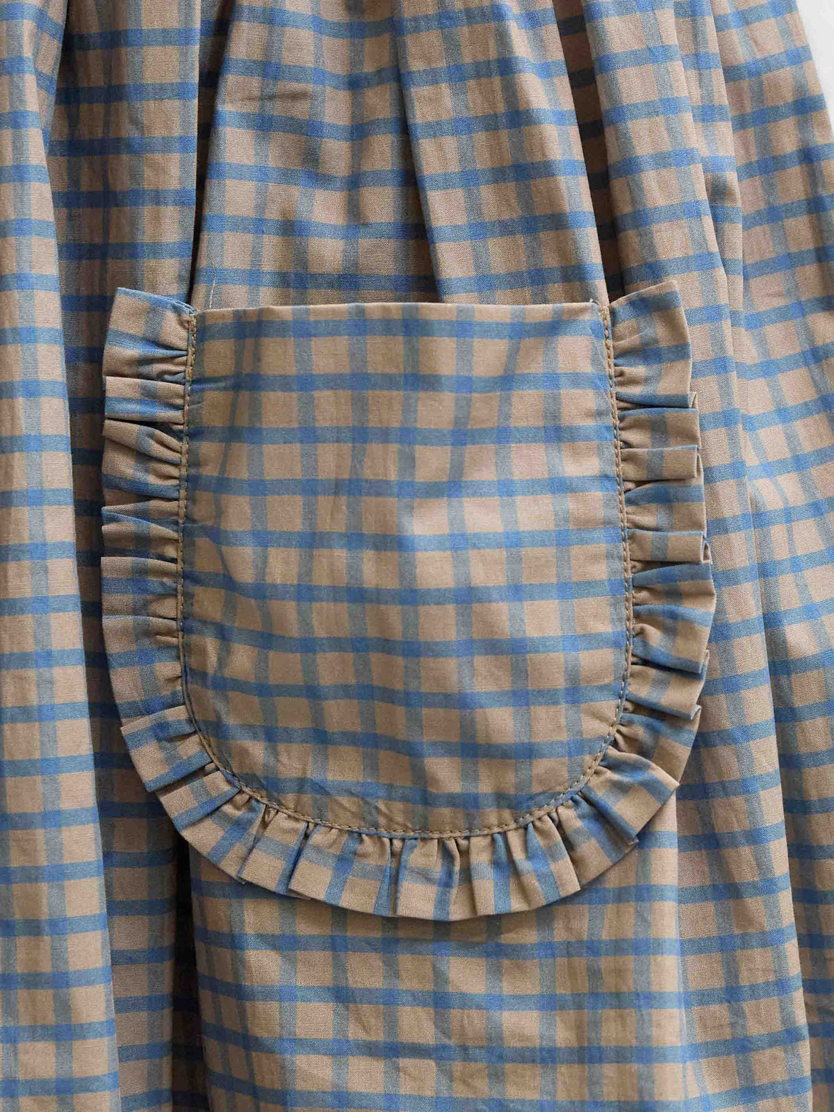 Frill Pocket Poplin Skirt - Kids - Blue Check | 101445 Julia