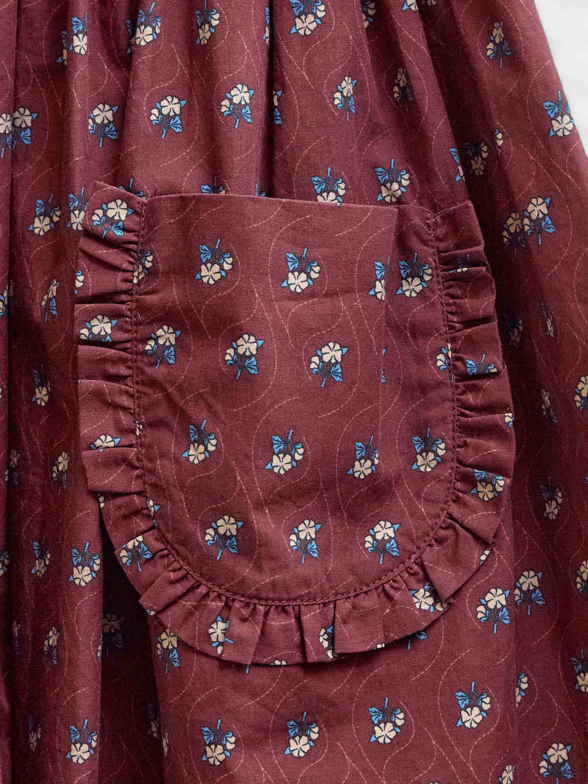 Frill Pocket Poplin Skirt - Tween - Bordeaux Flowerprint | 101448 Julia