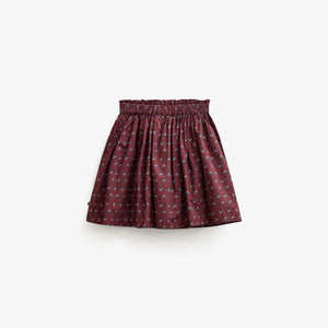 Frill Pocket Poplin Skirt - Tween - Bordeaux Flowerprint | 101448 Julia