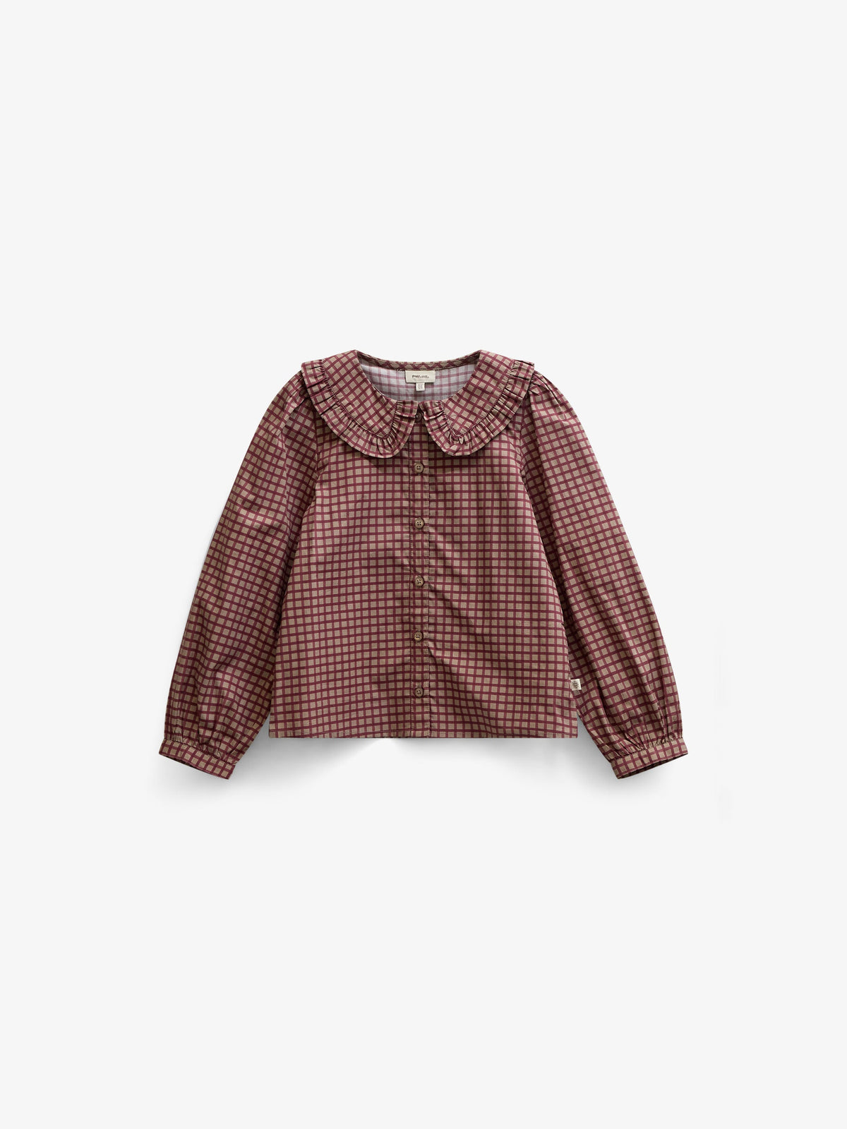 Frill Collar Poplin Blouse - Tween - Bordeaux Check | 101450 Julia
