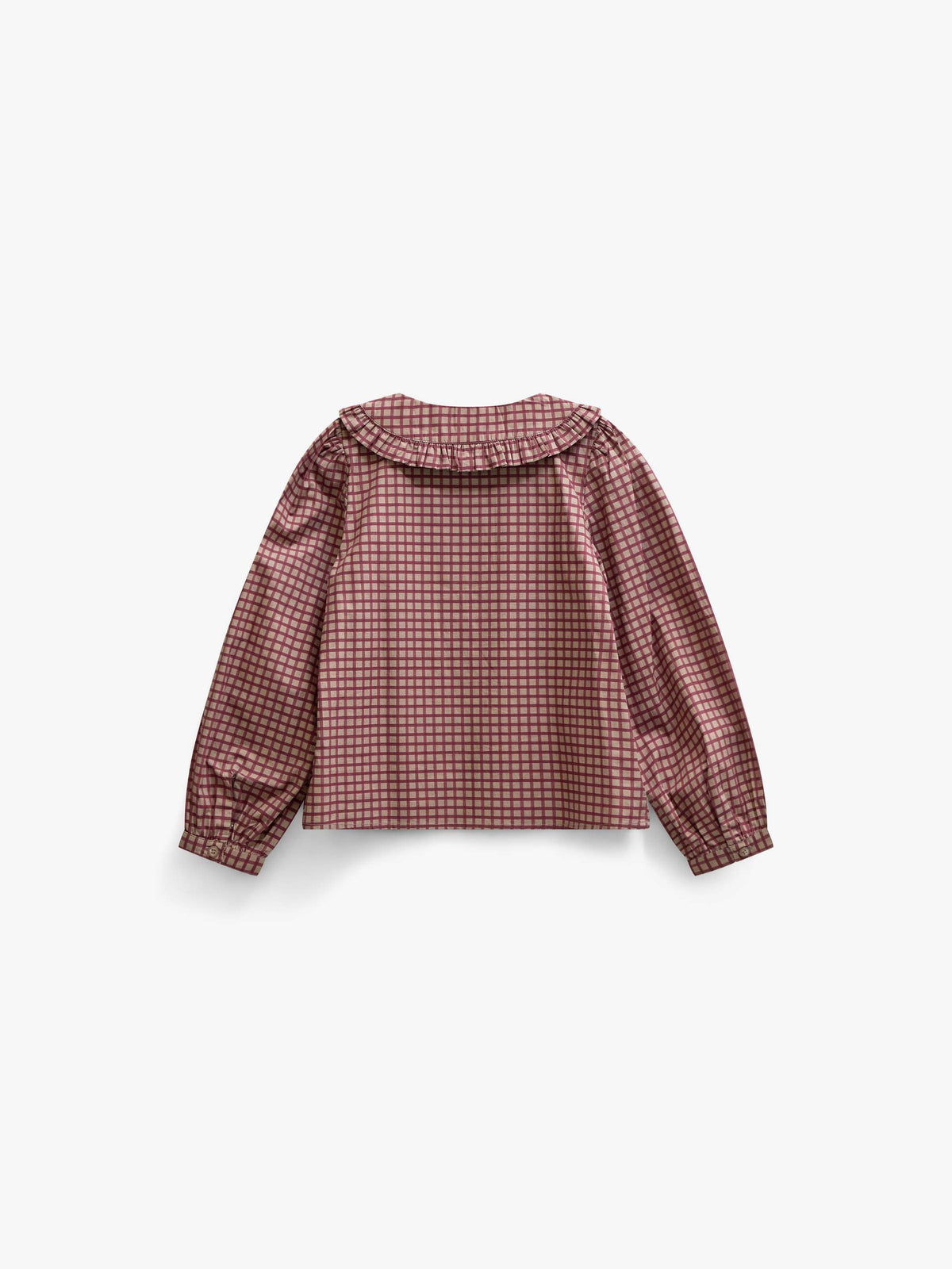 Frill Collar Poplin Blouse - Tween - Bordeaux Check | 101450 Julia