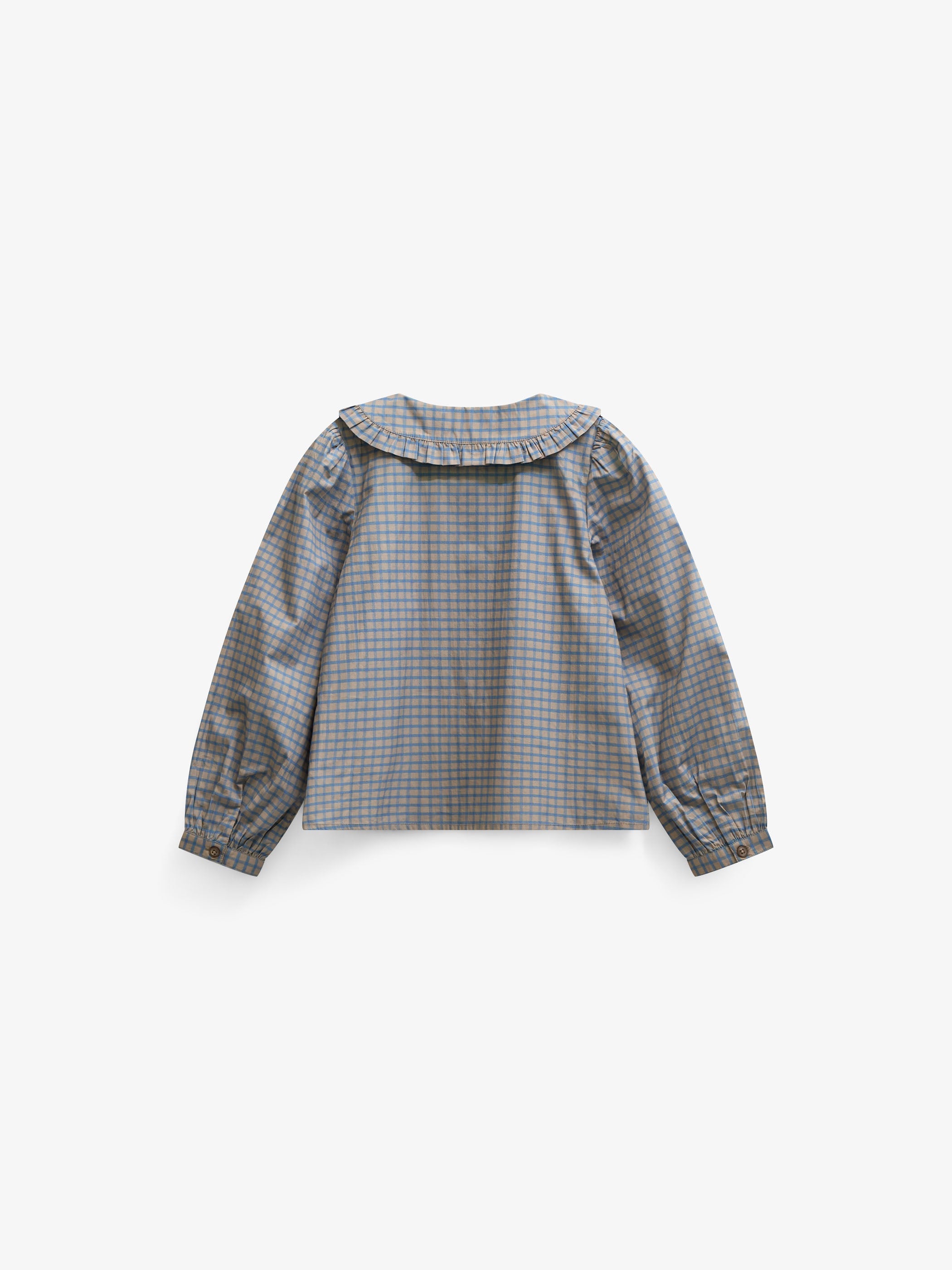 Frill Collar Poplin Blouse - Tween - Blue Check | 101452 Julia