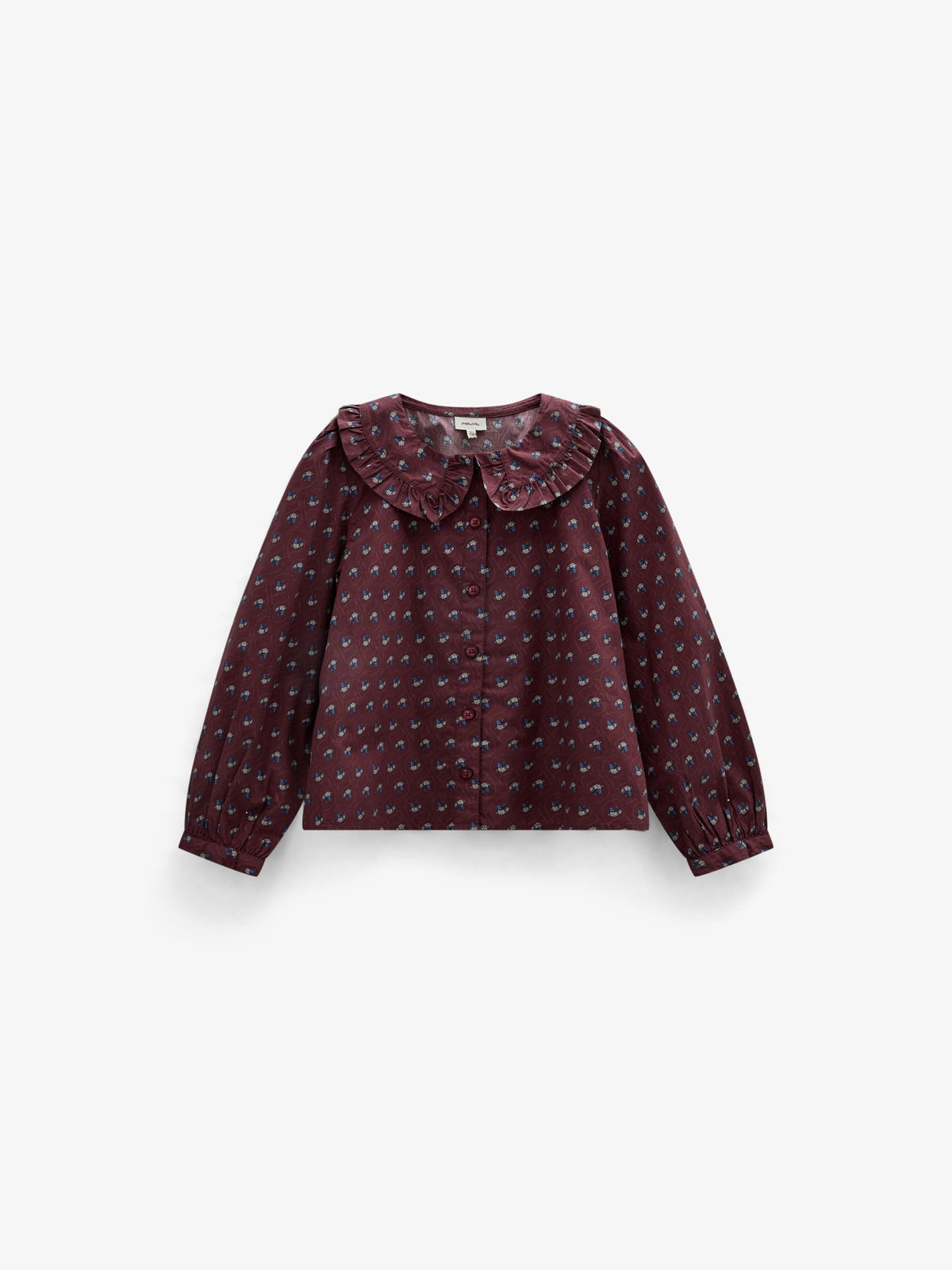 Frill Collar Poplin Blouse - Kids - Bordeaux Flowerprint | 101453 Julia