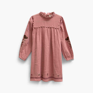 Cross-Stitch Double Gauze Dress - Kids - Dusty Rose | 101465 Laureen