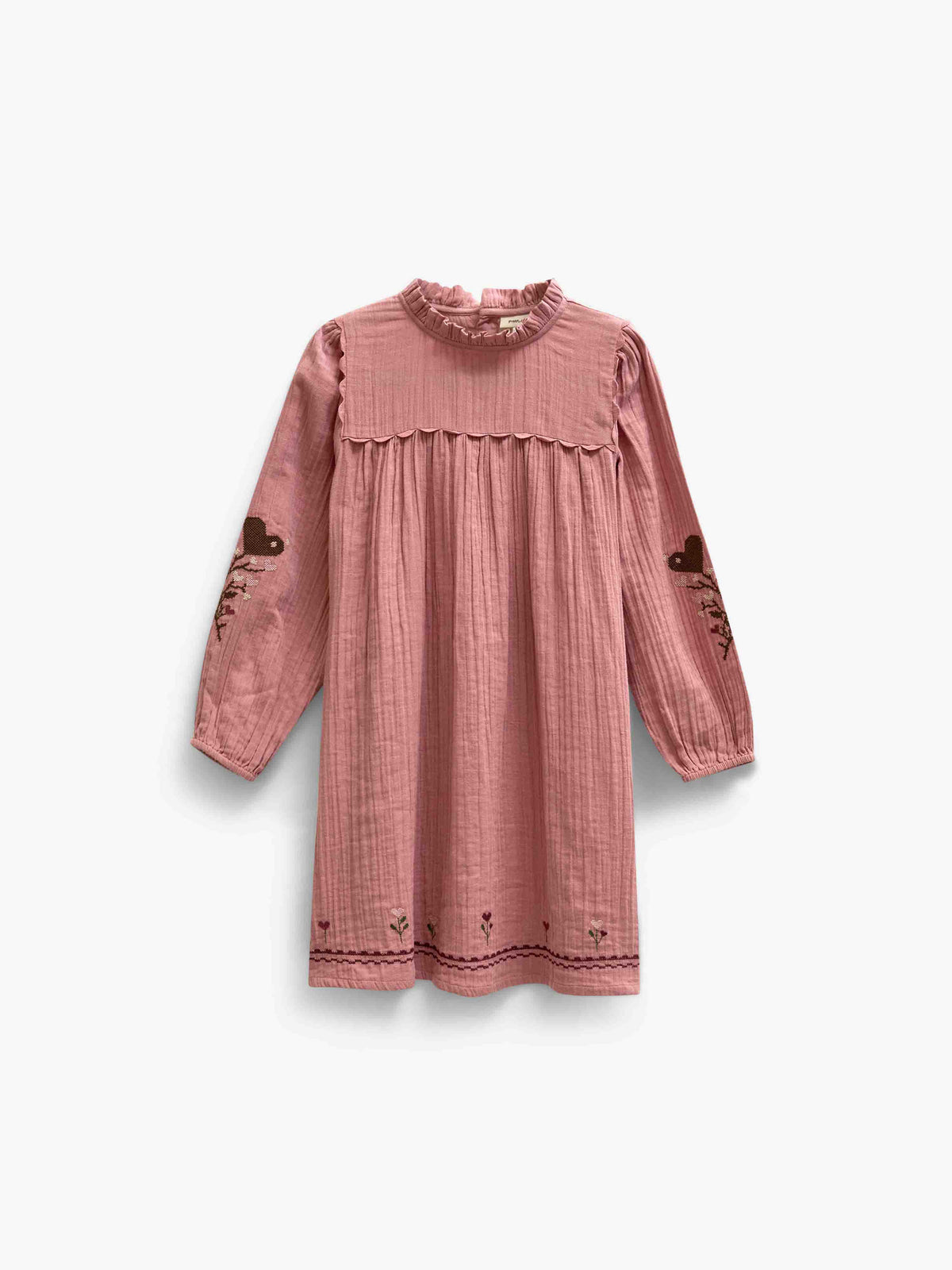 Cross-Stitch Double Gauze Dress - Kids - Dusty Rose | 101465 Laureen