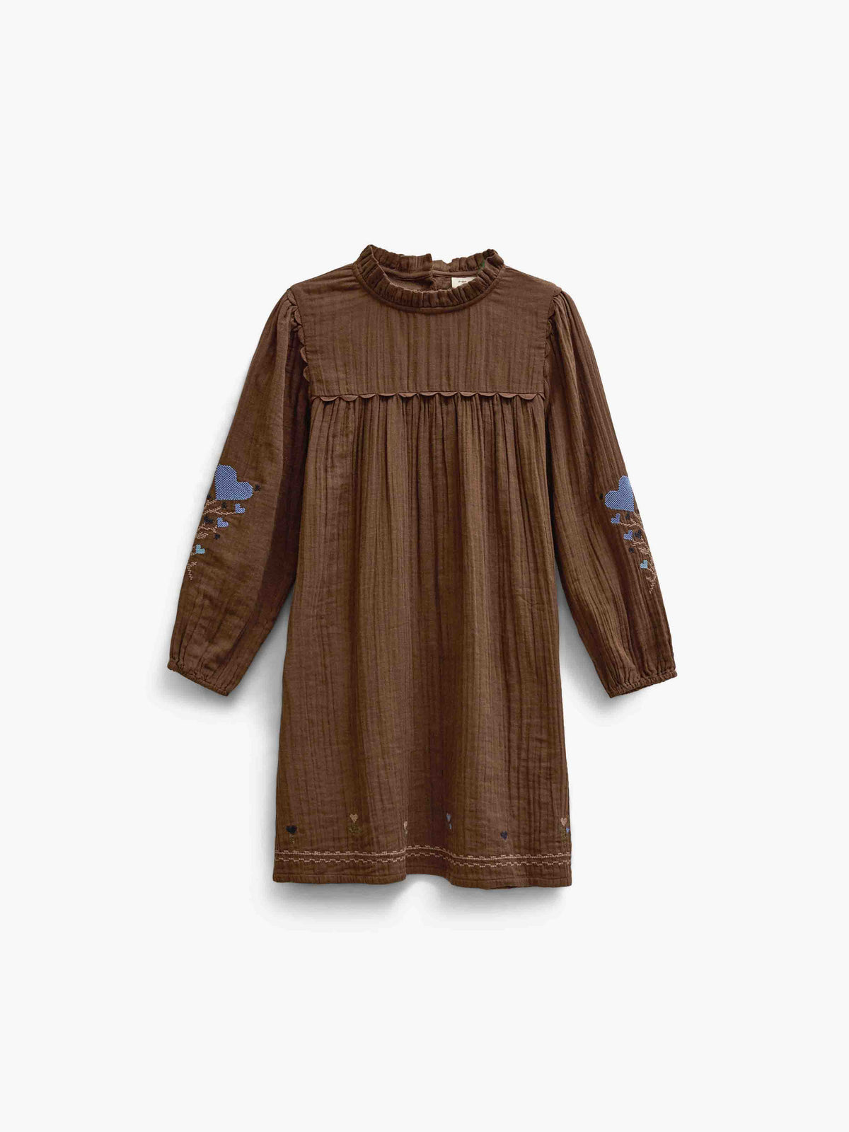Cross-Stitch Double Gauze Dress - Kids - Brown | 101467 Laureen
