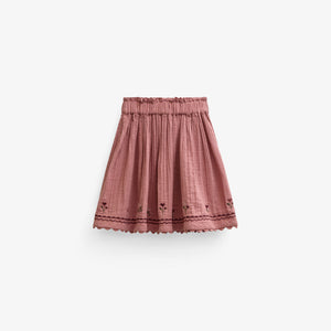 Cross-Stitch Double Gauze Skirt - Tween - Dusty Rose | 101470 Laureen