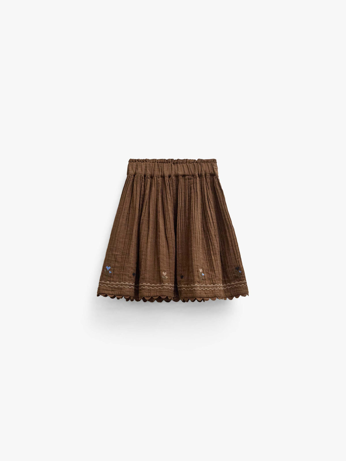 Cross-Stitch Double Gauze Skirt - Tween - Brown | 101472 Laureen