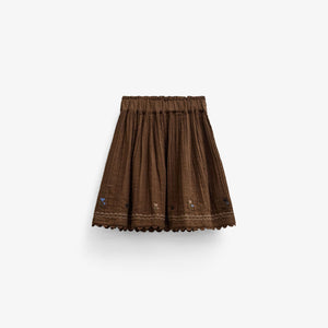 Cross-Stitch Double Gauze Skirt - Tween - Brown | 101472 Laureen