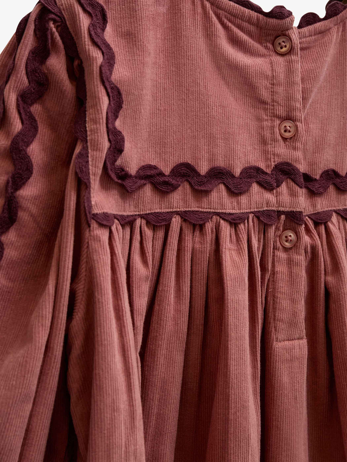 Ric Rac Corduroy Dress - Kids - Dusty Rose | 101475 Sille