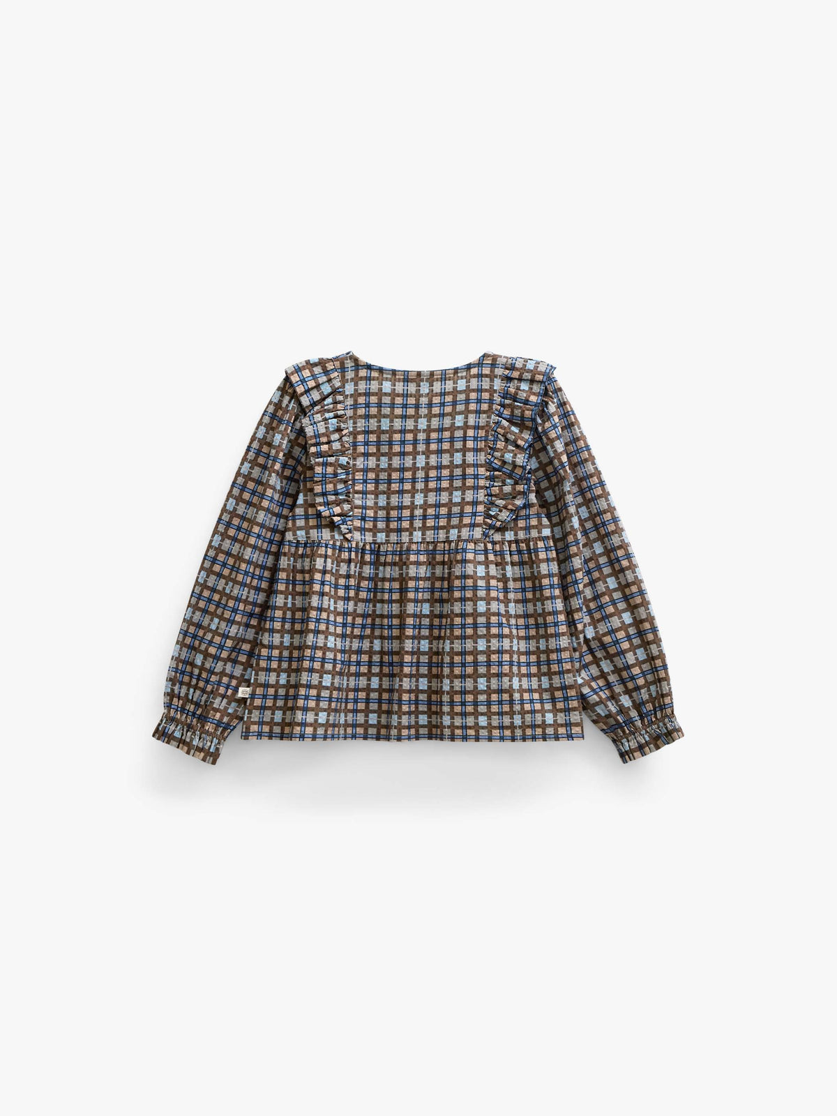 Checked Cotton Frill Blouse - Tween - Blue | 101496 Penny