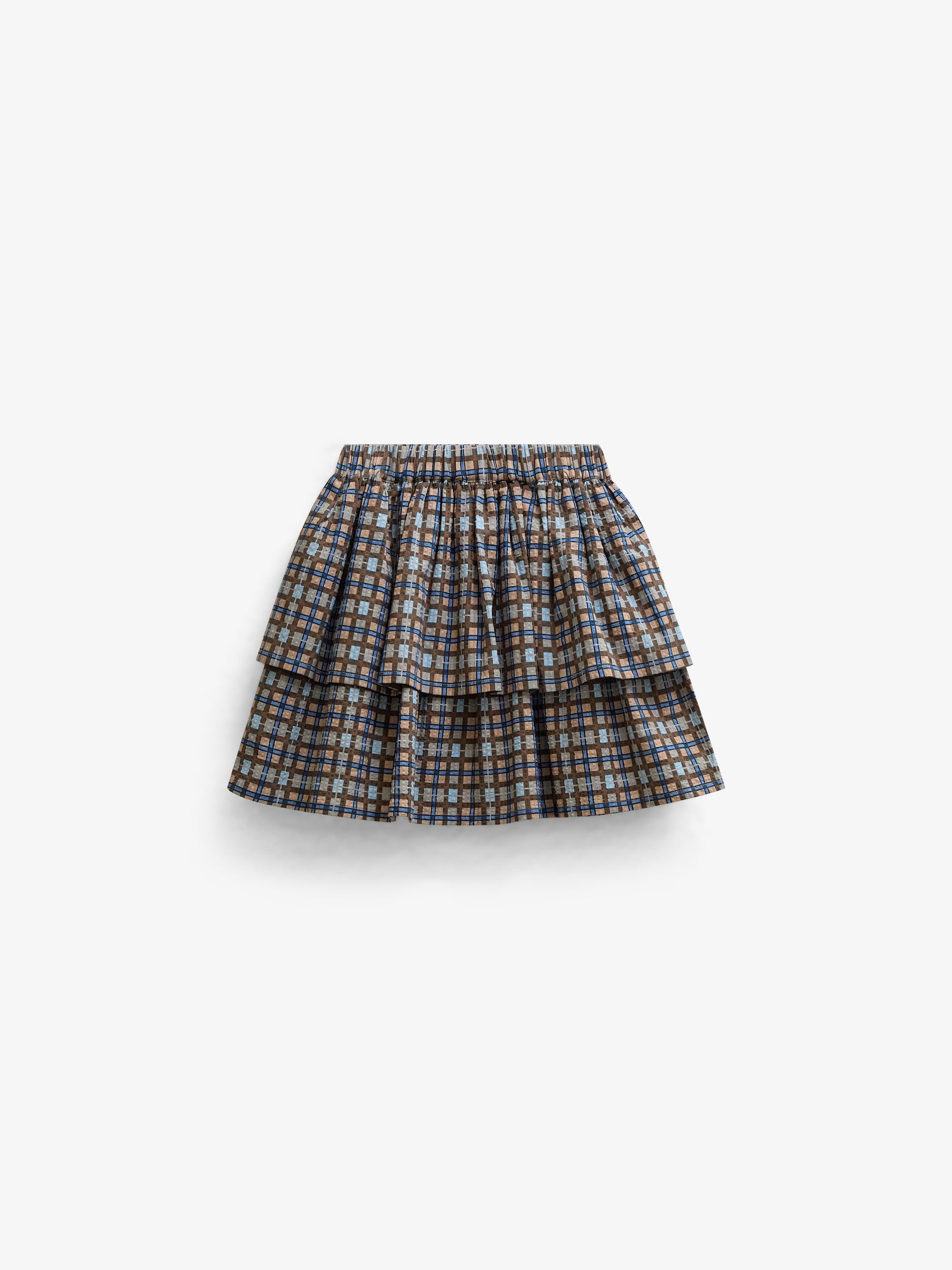 Checked Cotton Skirt - Kids - Blue | 101499 Penny