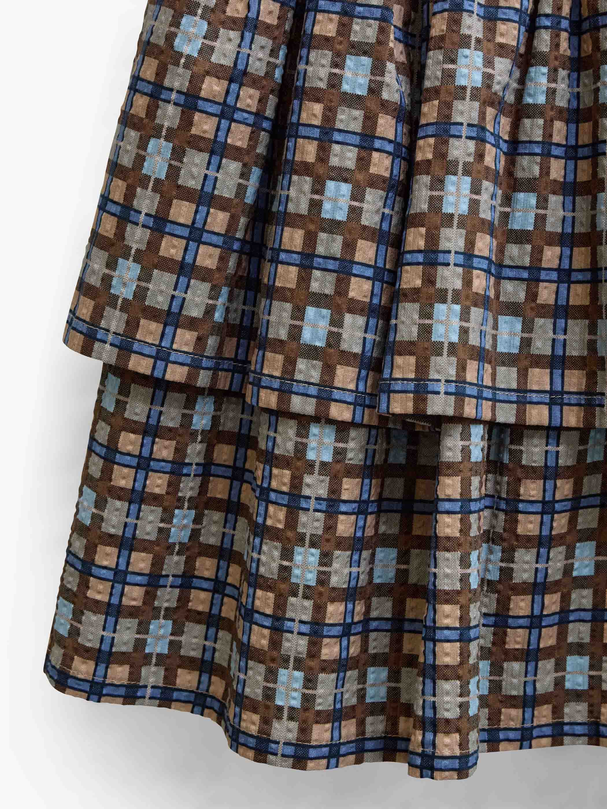 Checked Cotton Skirt - Kids - Blue | 101499 Penny