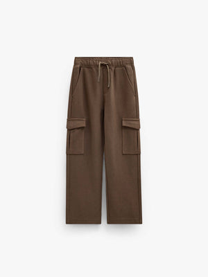 Textured Sweat Cargo Joggers - Tween - Brown | 101512 Wilder