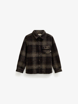 Plaid Wool-Blend Overshirt - Kids - Brown Check | 101525 Daxton
