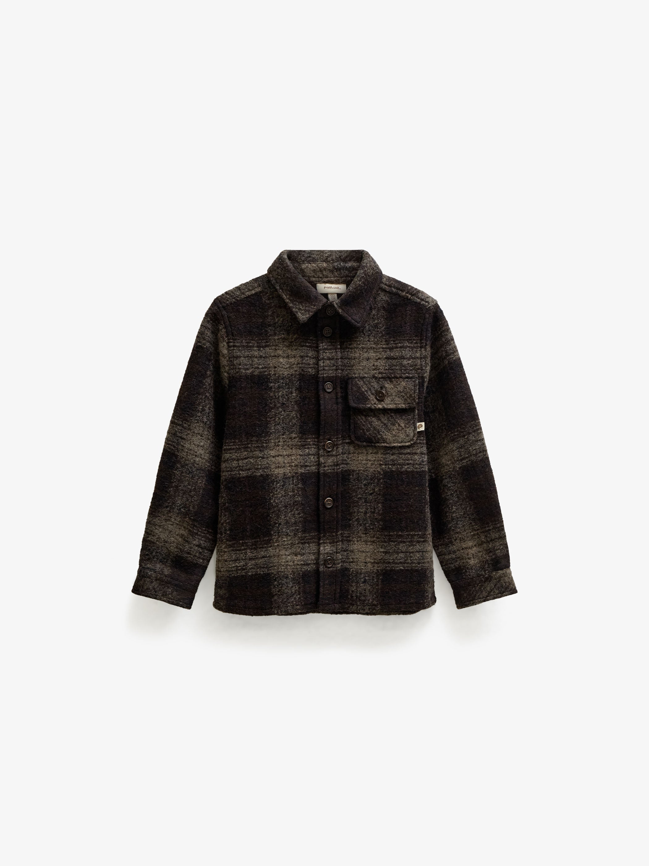 Plaid Wool-Blend Overshirt - Kids - Brown Check | 101525 Daxton