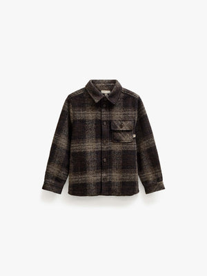 Plaid Wool-Blend Overshirt - Kids - Brown Check | 101525 Daxton
