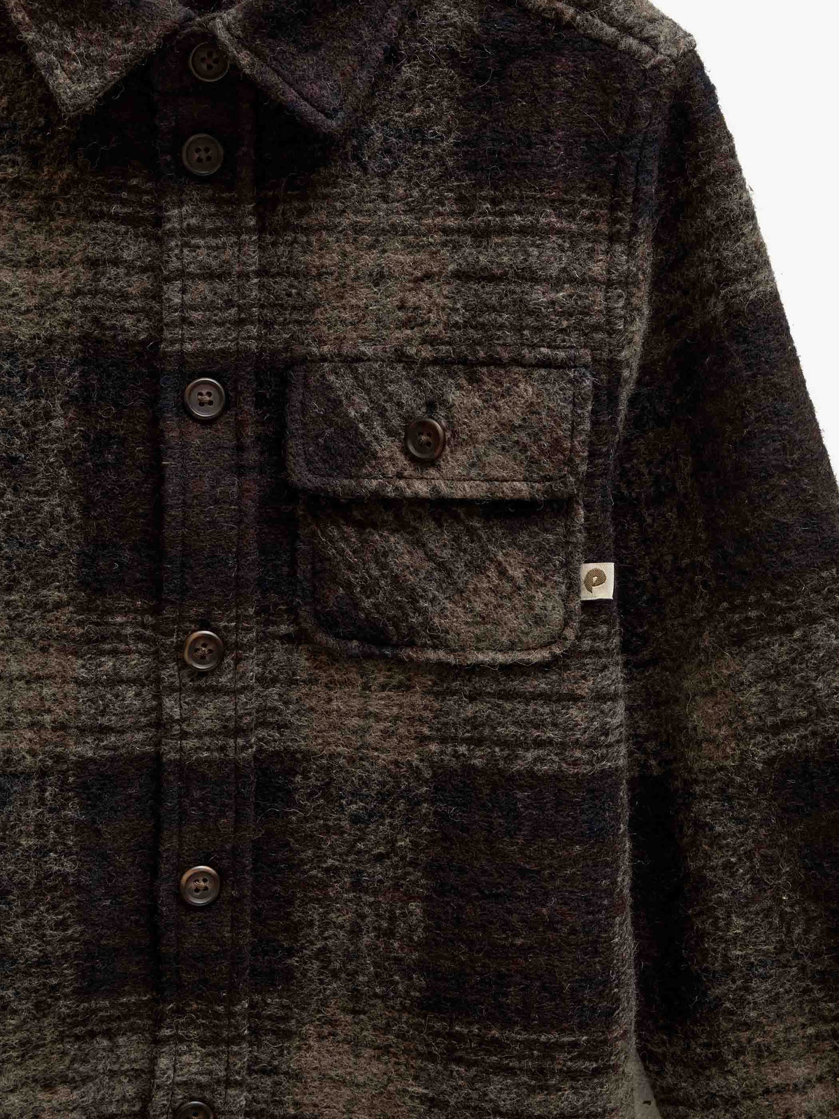 Plaid Wool-Blend Overshirt - Kids - Brown Check | 101525 Daxton