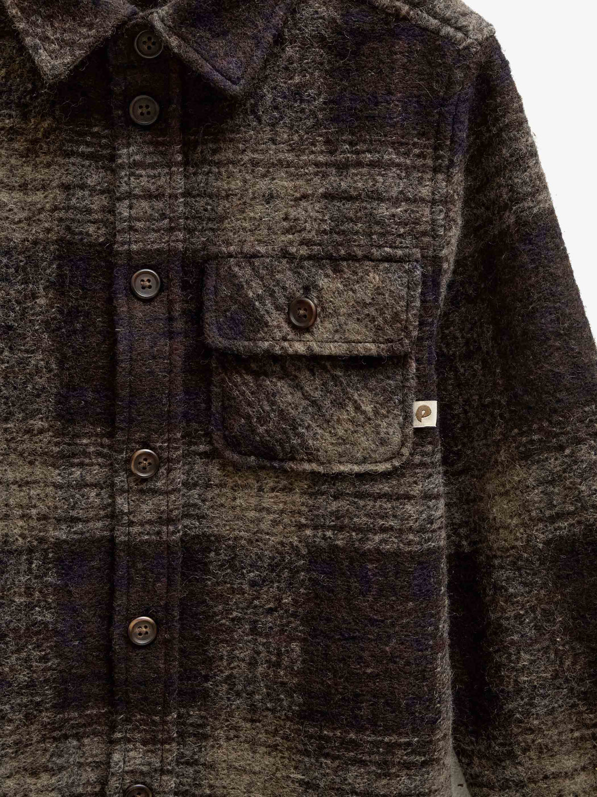 Plaid Wool-Blend Overshirt - Kids - Brown Check | 101525 Daxton