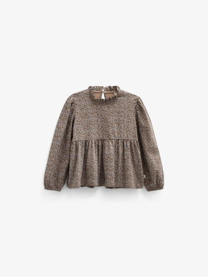 Printed Peplum Jersey Blouse - Kids - Blue/Brown | 101541 Heidi