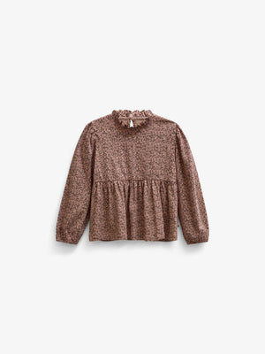 Printed Peplum Jersey Blouse - Kids - Rose/Bordeaux | 101543 Heidi