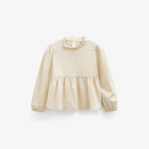 Solid Peplum Jersey Blouse - Tween - Offwhite | 101546 Heidi