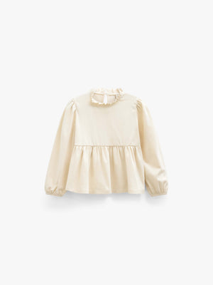 Solid Peplum Jersey Blouse - Tween - Offwhite | 101546 Heidi