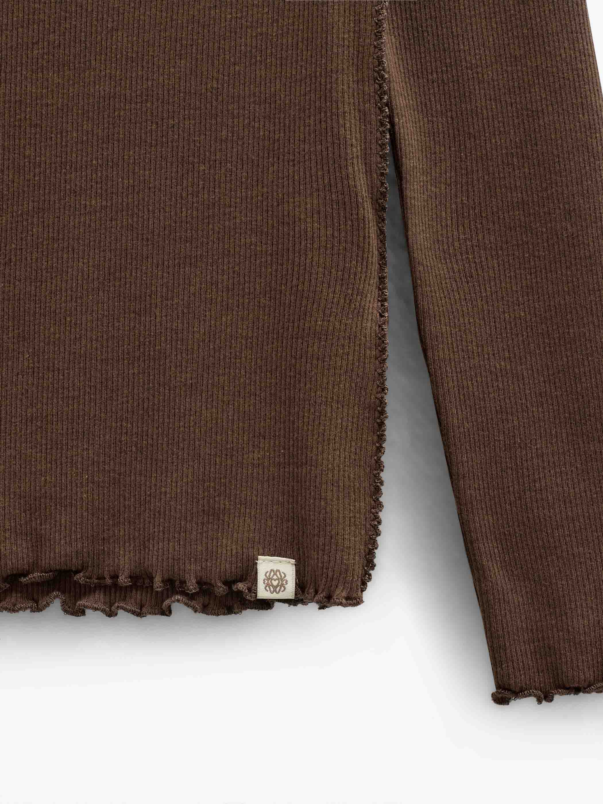 Ribbed Modal-Blend Long-Sleeve T-Shirt - Kids - Brown | 101557 Lottie