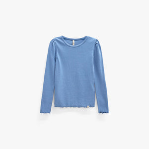 Ribbed Modal-Blend Long-Sleeve T-Shirt - Tween - Dusty Blue | 101564 Lottie