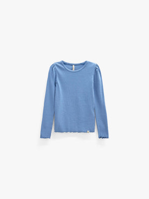 Ribbed Modal-Blend Long-Sleeve T-Shirt - Kids - Dusty Blue | 101563 Lottie