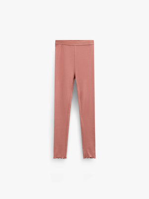 Ribbed Modal-Blend Leggings - Kids - Dusty Rose | 101567 Lottie