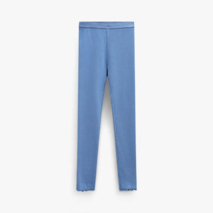 Ribbed Modal-Blend Leggings - Tween - Dusty Blue | 101572 Lottie