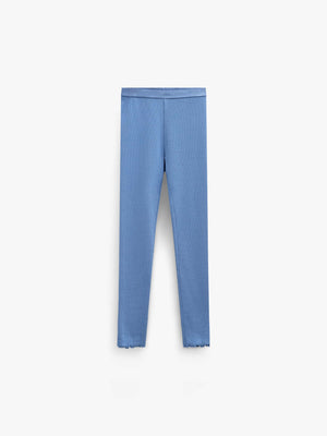 Ribbed Modal-Blend Leggings - Tween - Dusty Blue | 101572 Lottie