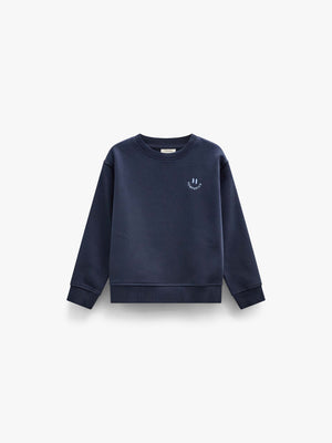 Smiley Crew Neck Sweatshirt - Tween - Navy | 101574 Andrew